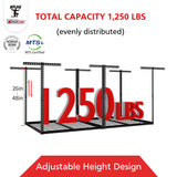 Shuntong The Atlas Pro 4 x 8 ft Overhead Garage Storage Rack, Ultra Duty 1250lbs Weight Capacity, Adjustable Height 26"-48", Hammertone Shuntong