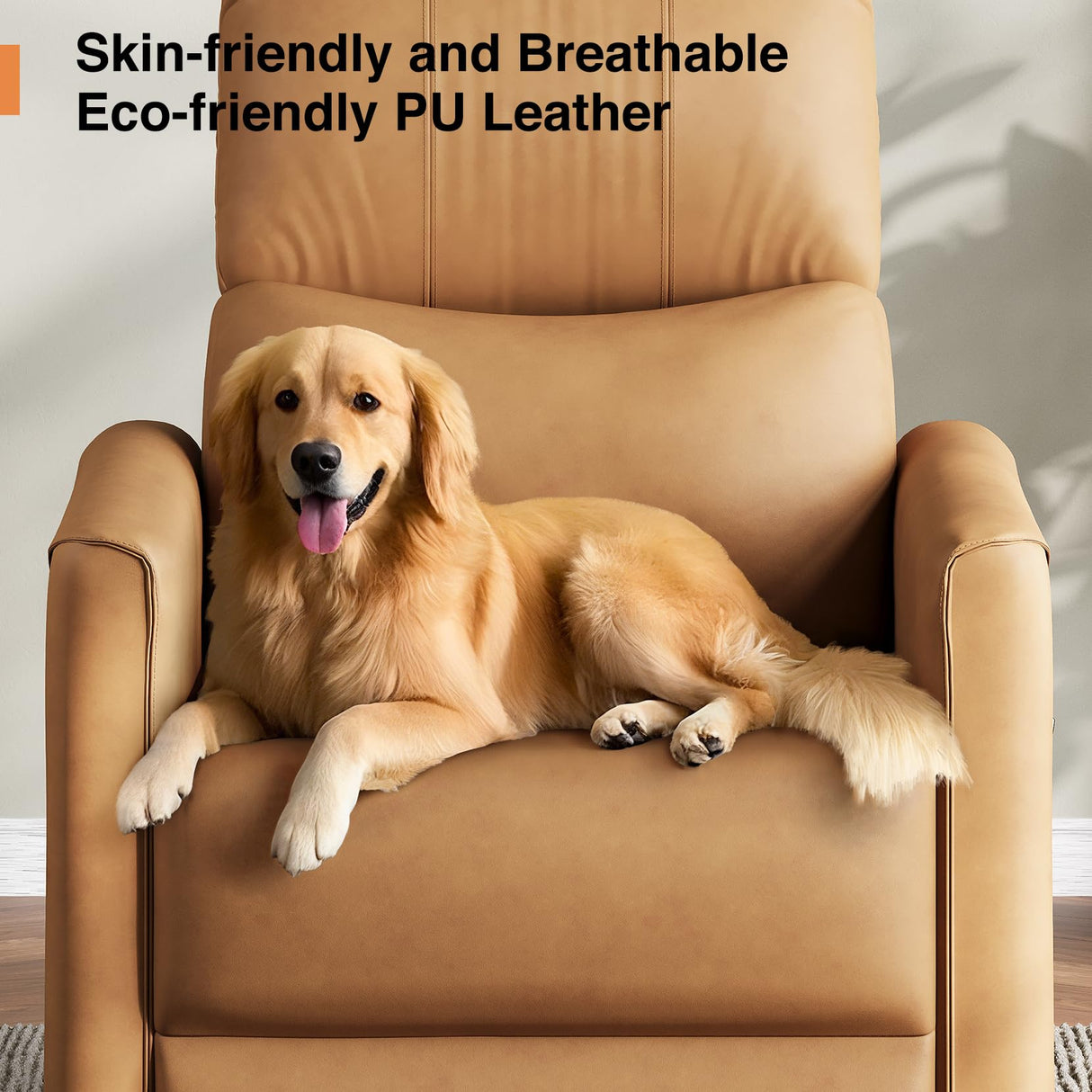 Welzona Power Swivel Rocker Recliner, 360° Swivel Nursery Rocking Chair, PU Leather Glider Rocking Recliner, Infinite Position Electric Chair for Adults with USB Port for Living Room, Amber Yellow Welzona