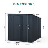 GFDGFD 6x8FT Galvanized Steel Outdoor Storage Shed with Lockable Double Doors, Metal Lean to Shed with Free PC Light Board for Tools, Bikes & Patio Essentials (Without Floors) GFDGFD