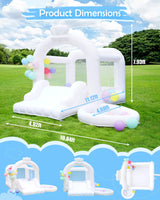 White Bounce House, Inflatable Bounce House with Slide&Ball Pit,11x11FT Inflatable Bounce Castle with Air Blower for Wedding Party Kids Birthday Party, Durable Oxford Cloth… (White Bounce House) Step4Fun