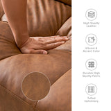 mopio Aaron Couch, Small Sofa, Futon, Sofa Bed, Sleeper Sofa, Loveseat, Mid Century Modern Futon Couch, Sofa Cama, Couches for Living Room, Bedroom (Pecan Brown, Faux Leather) mopio