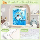 Reivworl Paint by Numbers Kit for Kids with Frame and Easel, Dolphin Paint by Number Kids Age 5-8-12, Paint by Numbers Gifts and Home Decor (8X8 Inch) Reivworl