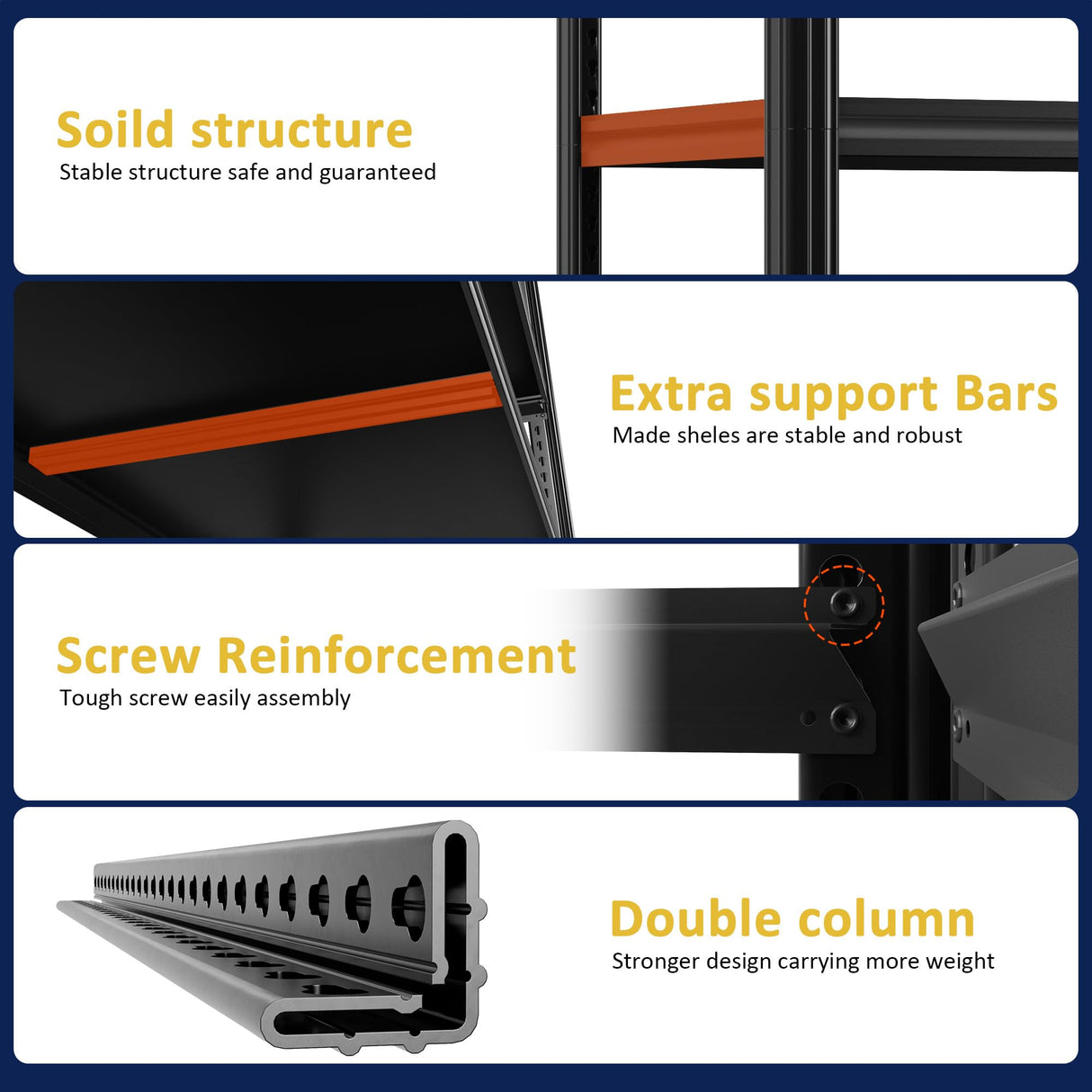 VDEVY 48" W Garage Shelving Heavy Duty 3030Lbs Storage Shelf 5 Tier Adjustable Shelving Units Metal Garage Storage Shelves for Basement, Commercial, Warehouse, Industrial, 72" H x 48" W x 24" D, VDEVY