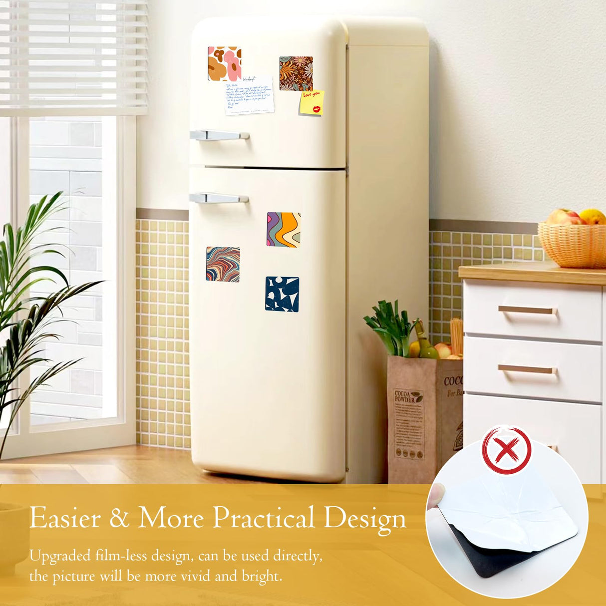 ZYNERY Sublimation Magnet Blanks 3x3 inch, 30Pcs Sublimation Blank Fridge Magnets Printable Photos, Personalized Sublimation Magnets for Refrigerator Decoration, Kitchen, Office, Wall ZYNERY