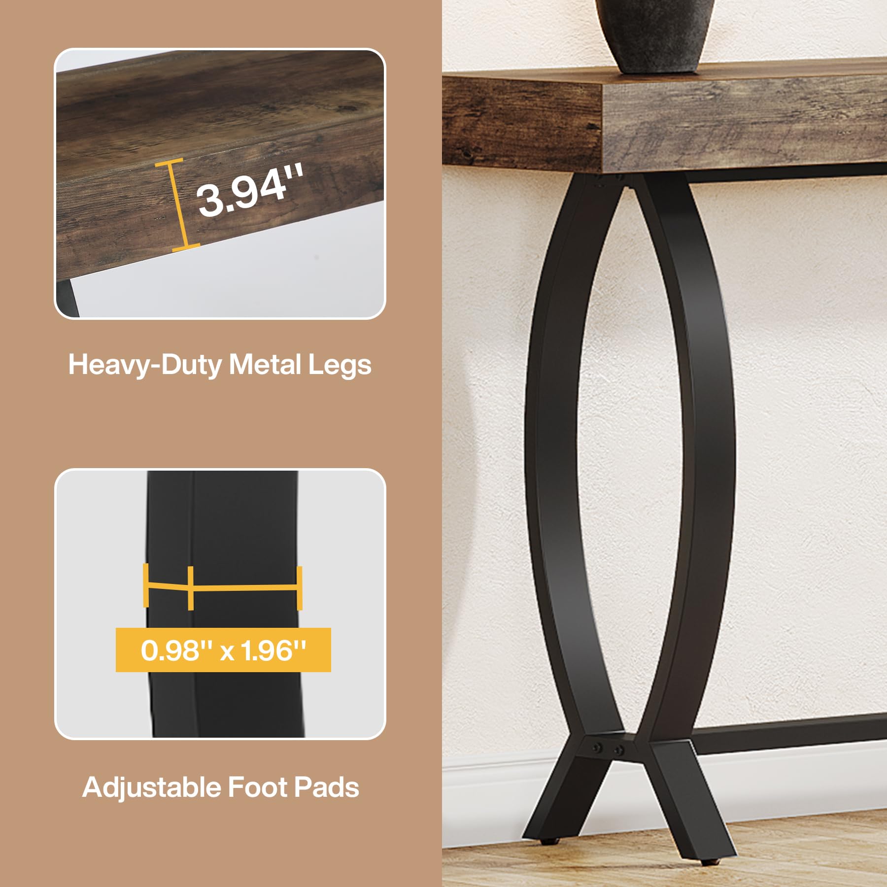 Tribesigns Console Foyer Table for Entryway: 70.87-Inch Narrow Long Entryway Entry Table, Farmhouse Sofa Table Behind Couch with Metal Legs, Entrance Table for Hallway, Living Room - WoodArtSupply