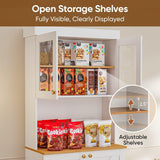 71" Tall Farmhouse Kitchen Pantry, Large Storage Cabinet with Glass Doors, Freestanding Coffee Bar Hutch with Microwave Stand, Adjustable Shelves for Kitchen, Living Room, Set of 3, White ivaniti