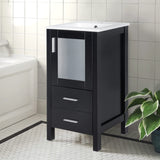 UEV 16" Modern Bathroom Vanity Set, Small Bathroom Vanity with Ceramic Basin, with One Door and Two Drawers, Minimalist Bathroom Vanity (Without Faucet) UEV