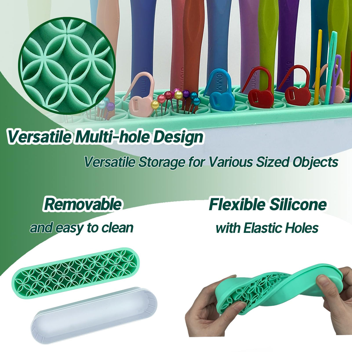 SGIBYN Silicone Crochet Hooks Holder, Crochet Hooks Organizer, Makeup Brushes Organizer, Silicone Pen Holder, Crochet Stuff Storage, Crochet Gifts SGIBYN
