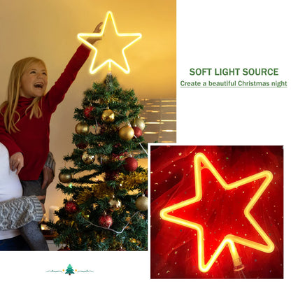 KOUPA 14.5-Inch Christmas Tree Topper Large 5 Point Star Treetop with LED Warm White Lights for Xmas Ornaments and Holiday Seasonal Tree Decorations