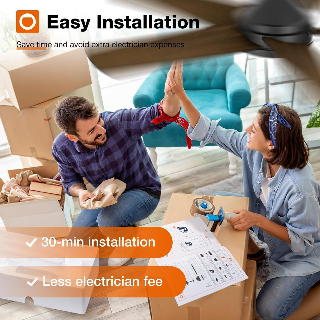 addlon Ceiling Fans with Lights, 42 inch Black Ceiling Fan with Light and Remote Control, Reversible, 3CCT, Dimmable, Noiseless, Small Ceiling Fan for Bedroom, Farmhouse, Indoor/Outdoor Use addlon