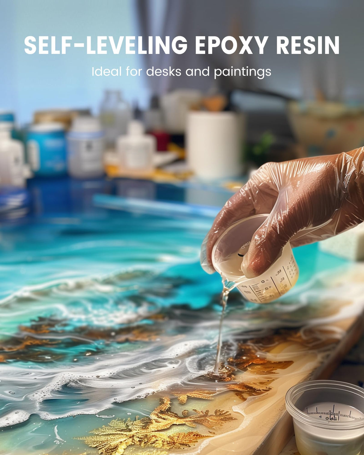 SUNLU Epoxy Resin Kit 48OZ, Crystal Clear Epoxy Resin No Bubble No Yellow, Easy to Mix 2:1 Ratio, Self Leveling Art Resin for Casting, Coating, Jewelry Making, River Table Tops, Gift(32OZ+16OZ) SUNLU