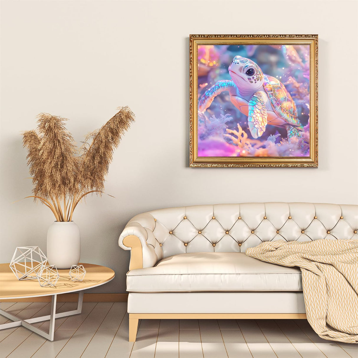 Pink Turtle Diamond Art Kits for Adults, Animal Sea Turtle Diamond Painting for Beginners, Diamond Dot, Dimond Art Paintings Kit, Gem Painting Kit, Crafts for Adults Home Wall Decor Gifts (14x14inch) Rekxtmo