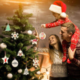 OurWarm 40PCS Wooden Christmas Ornaments Unfinished Wood Slices with Holes, Christmas Crafts DIY Centerpieces Wooden Ornaments to Paint Hanging Decorations Perfect Christmas Gifts for Kids, 4 Styles OurWarm