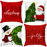 Brightown Red Christmas Pillow Covers 18x18 Set of 4 Christmas Decorations Winter Holiday Decor Throw Cushion Case for Home Couch Brightown