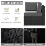 LayinSun 15 Pieces Patio Furniture Set with Fire Pit Table, Black Rattan Modular Sectional Outdoor Conversation Sofa Set, Swivel Rocking Chairs Set LayinSun