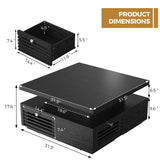 IRONCK Coffee Table with LED Light and Charging Station, 4 Storage Drawers with Grille Design, Square Coffee Table for Living Room Office Reception Room (Black) IRONCK