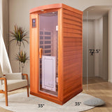 KUNSANA Red Cedar Personal Indoor Infrared Sauna Room, Low EMF Far-Infrared Sauna, Dual LCD Control Panel Inside and Outside,Bluetooth Speaker, Tempered Glass Door with Far Infrared Heating Panel KUNSANA