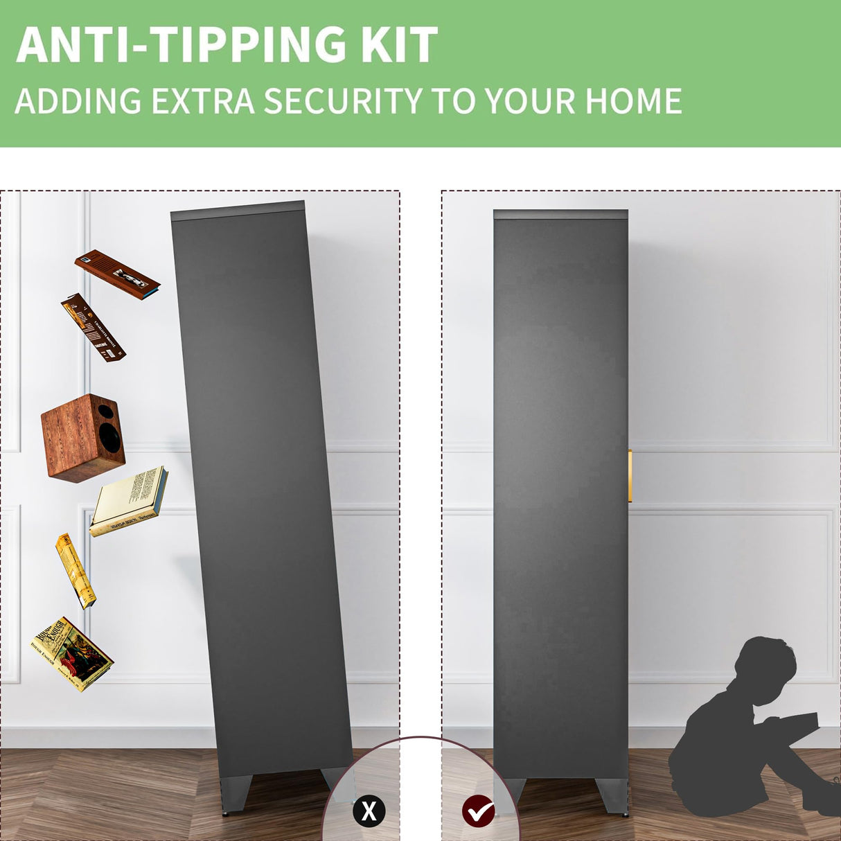 71 Farmhouse Metal Wardrobe Closet with Hanging Rod, 2 Barn Doors, Adjustable Shelves, Steel Armoire with Drawer for Home, Bedroom Black COFaR