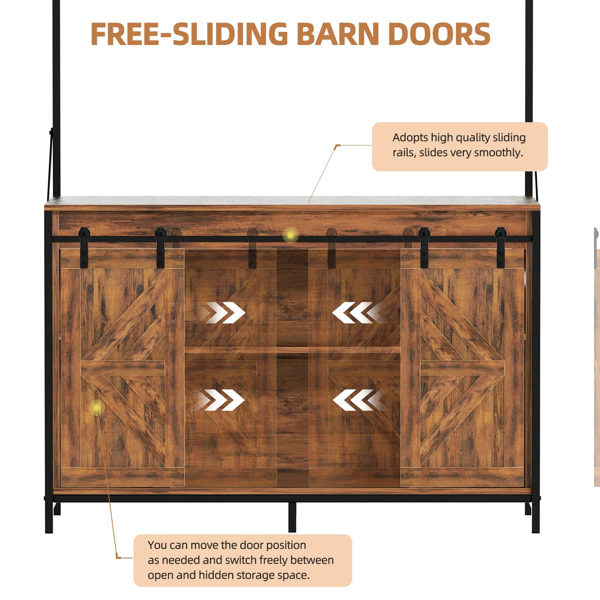 SYESWAY 55-75 Gallon Fish Tank Stand with Power Outlets, Heavy Duty Metal Frame Aquarium Stand with Barn Door, Turtle Reptile Terrariums Stand, 1000LBS Capacity, Brown SYESWAY