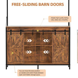 SYESWAY 55-75 Gallon Fish Tank Stand with Power Outlets, Heavy Duty Metal Frame Aquarium Stand with Barn Door, Turtle Reptile Terrariums Stand, 1000LBS Capacity, Brown SYESWAY