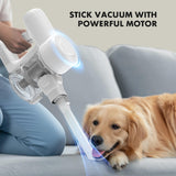 Sweetcrispy Stick Cordless Vacuum Cleaner Electric Rechargeable Vac Handheld with LED, Up to 45 Minutes, Powerful Suction, Versatile for Carpet, Hard Floor, Pet Hair, White&Grey Sweetcrispy