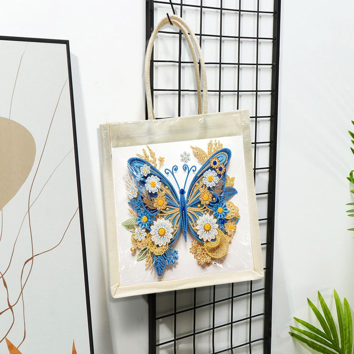 ARTopet DIY Diamond Art Painting Handbag Handmade Non-Woven Shopping Tote Bags with Replace Pattern Reusable Grocery Bag-Butterfly01 ARTopet