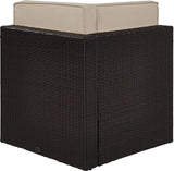 Crosley Furniture Palm Harbor Corner Outdoor Sectional Chair, Wicker Patio Chairs for Porch, Deck, Backyard, Brown with Sand Cushions Crosley Furniture