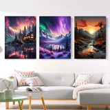 GOUOYANA 6 Packs Landscape Diamond Art Painting Kits for Adults,Landscape Diamond Painting Kits for Beginners,IY Full Rhinestone 5D Diamond dots (Gemstone Craft), Home Wall Decoration 12x16inch GOUOYANA