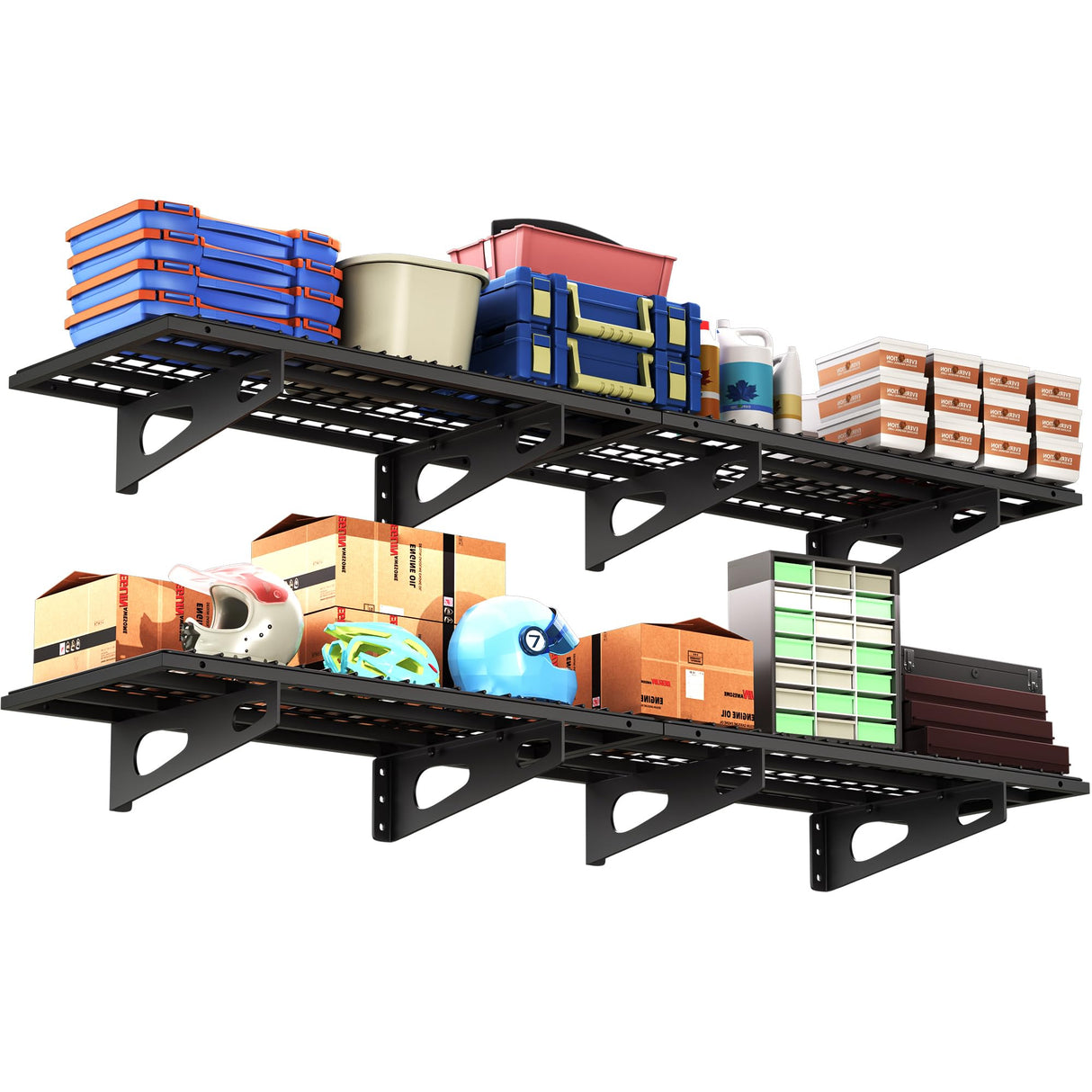 4-Pack 1.5x3FT Garage Shelving 17.7-inch-by-35.8-inch Wall Shelf Garage Storage Rack Wall Mounted Floating Shelves,Black Soywey