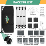 COBIZI 10x30 Pop Up Canopy Tent with 8 Removable Sidewalls EZ POP Up Party 10x30 Canopy Tent Waterproof and UPF50+,Outdoor canopy tents for Parties Wedding Events,with Roller Bag & Sandbags(gray COBIZI