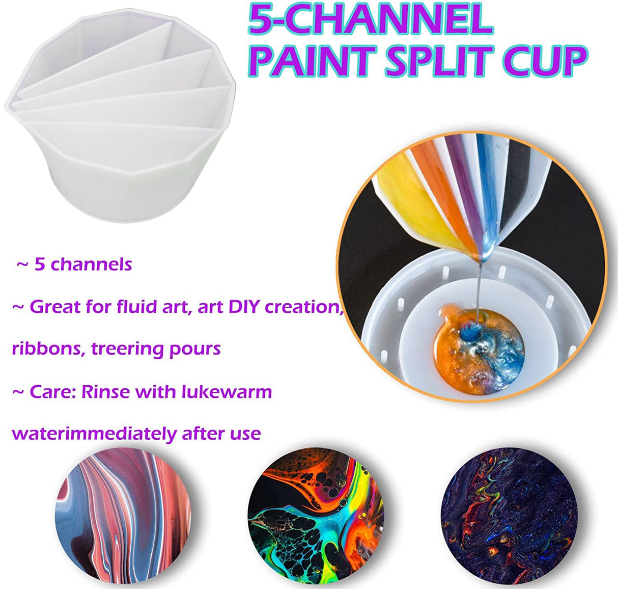 Paint Cup With Handle, Silicone Split Cup, Acrylic Pouring Strainers, Scrapers Kit for DIY Paint, Resin Molds, Epoxy Resin Art and Creating Unique Patterns Art Supplies FASALX