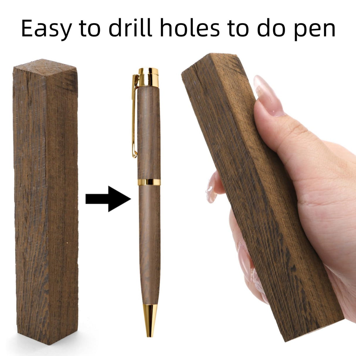 Cididu 10 Pack Exotic Wood Pen Blanks, Wood Blanks for Pen Turning, Unfinished Carving Blocks, Hard Woodcarving Block for Pen Making Supplies DIY Crafts Gifts, Easy to Drill, 5'' x 3/4'' Cididu