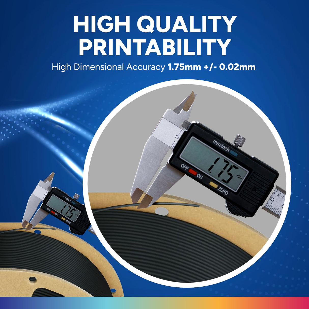 OVERTURE PLA Plus (PLA+) Filament 1.75mm, Stronger & More Durable, Professional Toughness 3D Printer Filament 1kg (2.2lbs), High Precision +/- 0.02mm, Tangle-Free (Black) OVERTURE