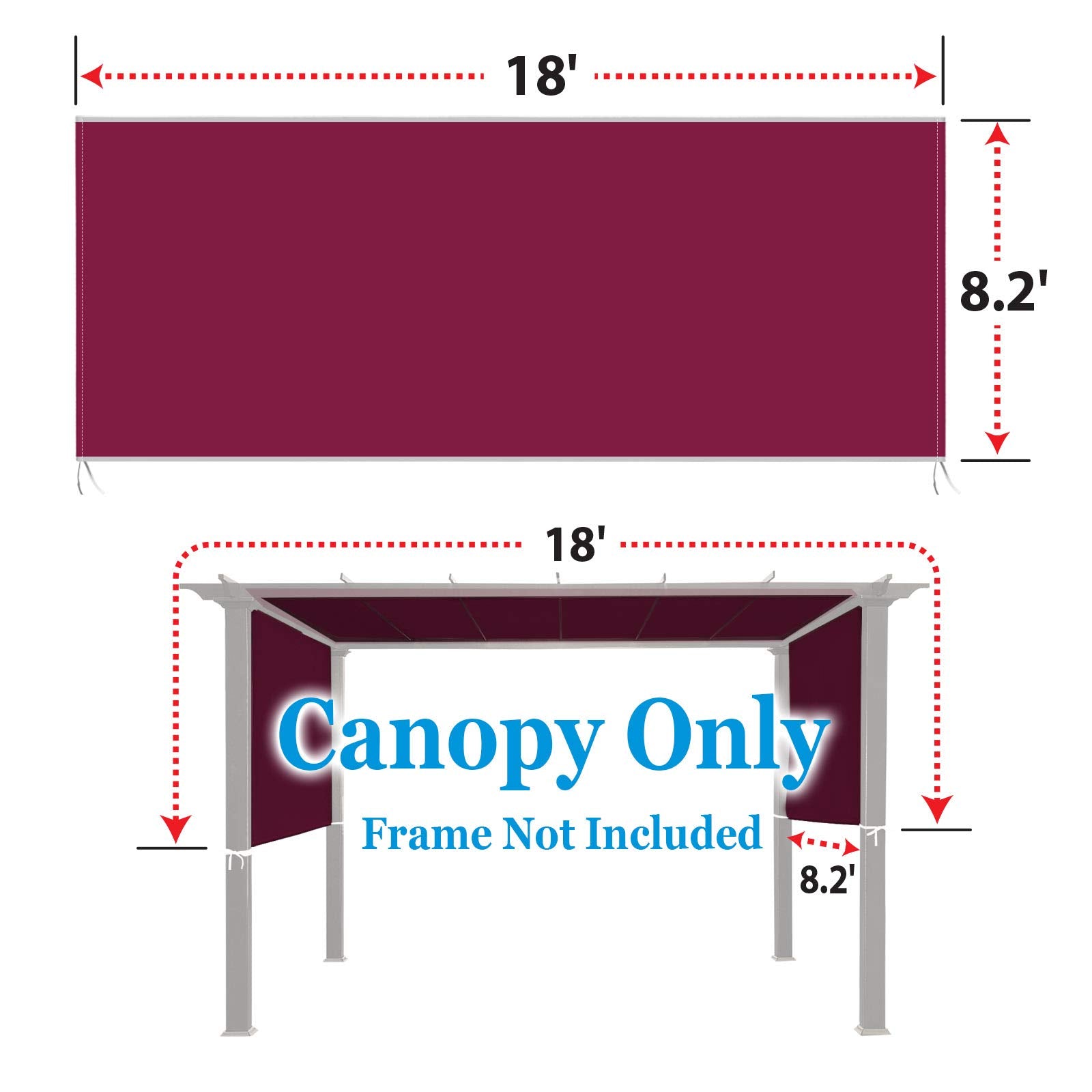 BenefitUSA Universal Replacement Top Pergola Structure (18' L x 8.2' W) Gazebo Canopy Cover Only(Purple) - WoodArtSupply