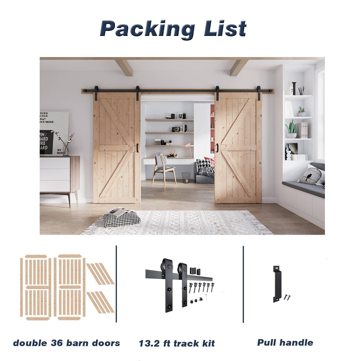 Fredbeck 36 double Barn Door with Hardware included (72 barn door) FREDBECK