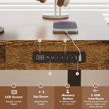 ADOFFUR Standing Desk with Drawer, 55 x 24 Inch Electric Standing Desk Adjustable Height Desk, Black Stand up Desk with One-Piece Brown Desktop, Wheels, Memory Presets, USB Ports for Home Office ADOFFUR