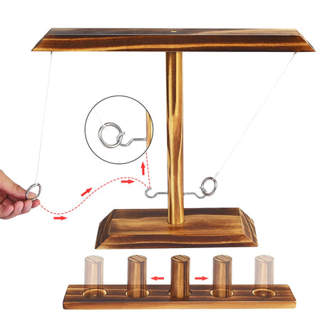 Bestdon Ring Toss Games for Adults, Fast-Paced Interactive Toss Games with Shot Ladder Bundle, Outdoor Indoor Handmade Wooden Hook and Ring Game for Bars, Home, Large Bestdon