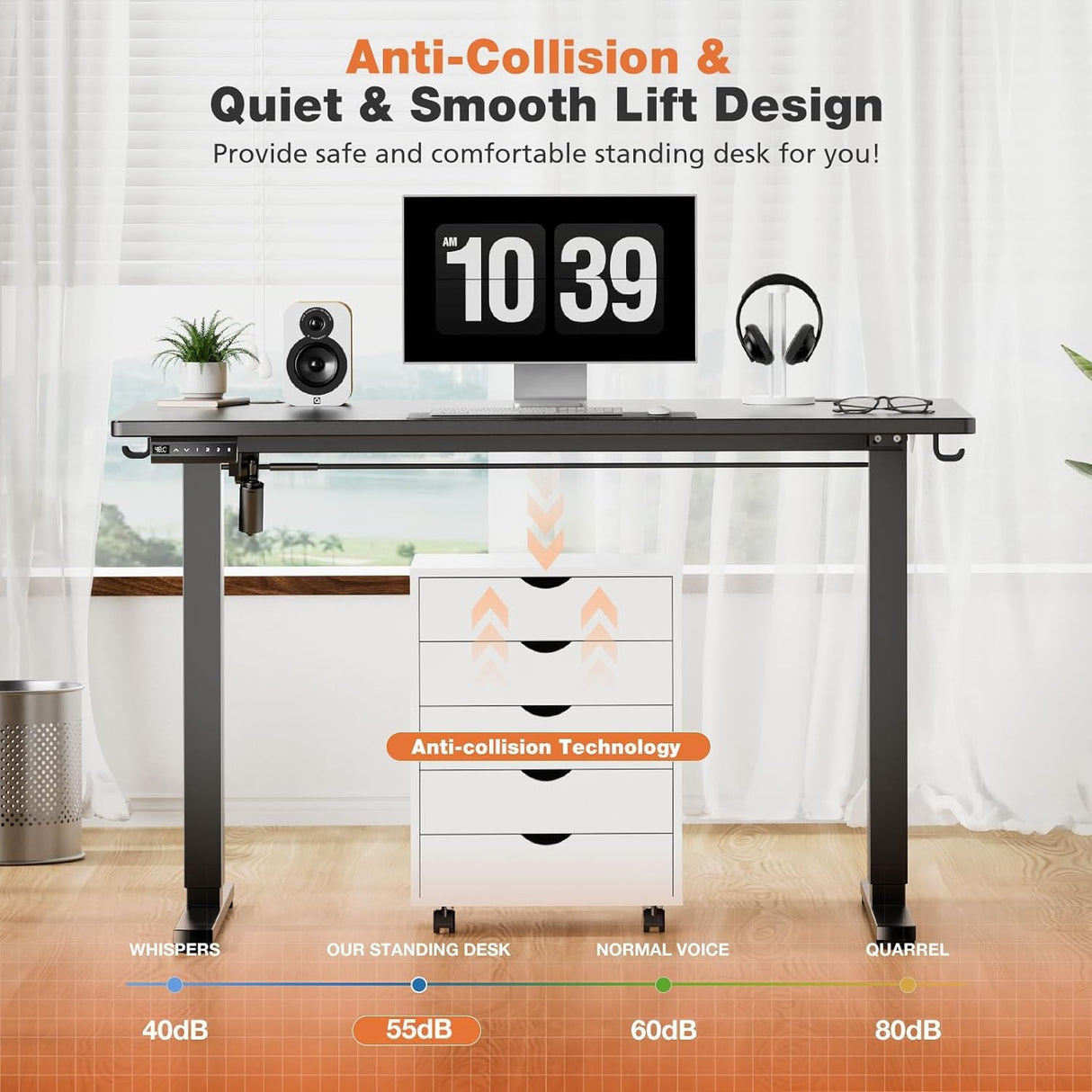 Sweetcrispy Height Adjustable Electric Standing Desk, 40 x 24 Inch Sit to Stand Up Computer Workstation Rising Gaming Office Table with 3 Memory Presets, Splice Board, T-Shaped Bracket Home Sweetcrispy