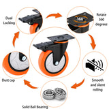 6 Inch Heavy Duty Swivel Caster Wheels with Brake - Set of 4, 3000 Lbs Capacity, PVC No Noise No Marking Wheels for Furniture, Carts, and Equipment (Includes Free Screws) Moogii