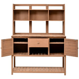 Merax Solid Fir Wood Potting Bench, Garden Workstation with Hutch, Drawer & Adjustable Shelves, Outdoor Work Table for Backyard Planting, Brown Merax