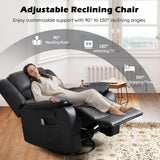 ANJ Swivel Rocker Recliner Chair, Manual Rocking Glider Massage Recliner with Heat, Overstuffed PU Leather Big Large Recliner for Living Room Bedroom Nursery ANJ