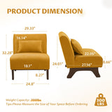 Upholstered Armless Accent Chair,Modern Comfy Living Room Chairs with Wooden Legs& Pillows,Lounge Sofa Side Chair for Bedroom Farmhouse Reading (Yellow, 1 PC) Womina