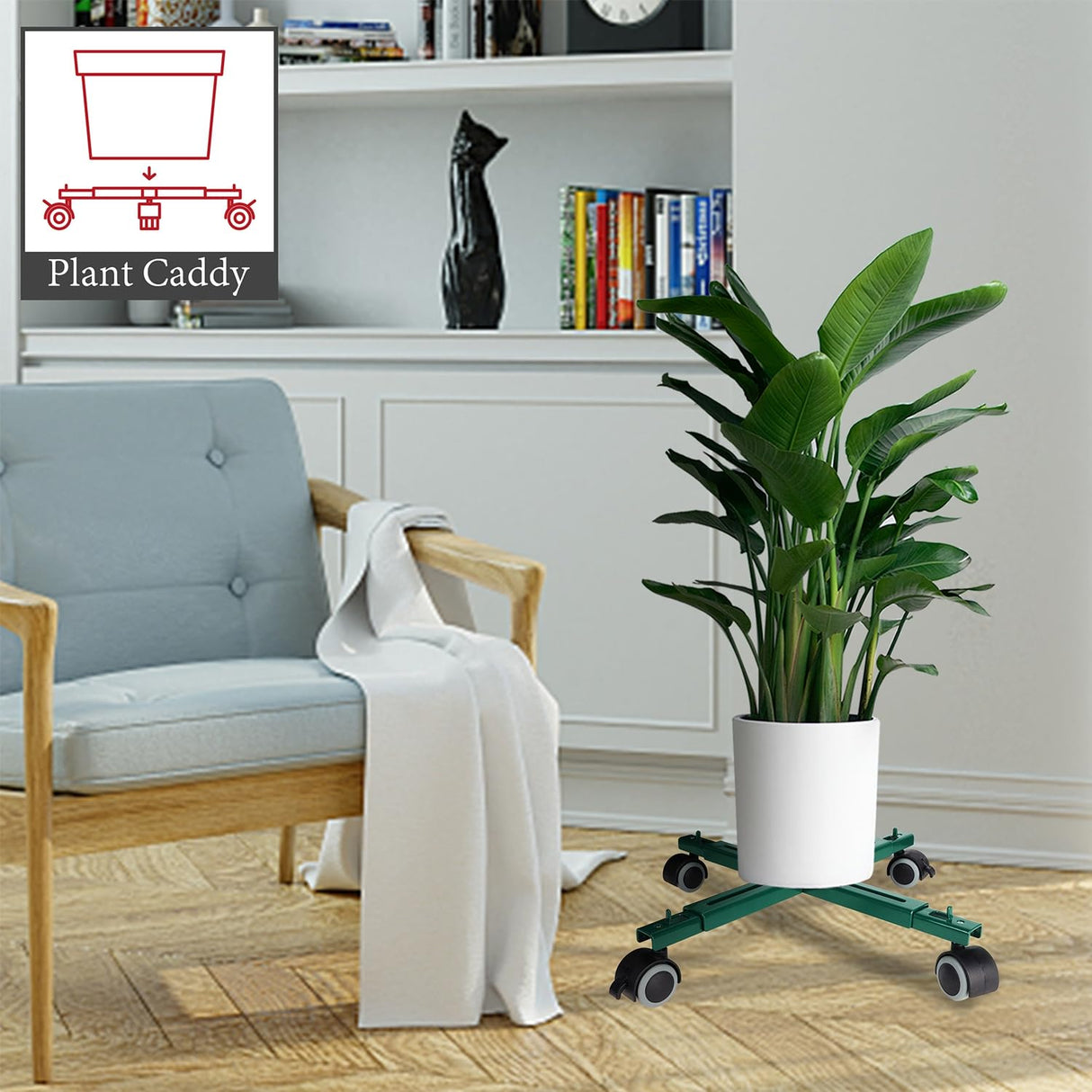 Blissun Christmas Tree Stand Base with Wheels, Movable Christmas Fake Tree Holder, Fits up to 7.5 FT Artificial Trees, Plant Caddy with Wheels, Plant Taxi, Plant Dolly Cart After Christmas (Green) Blissun