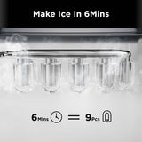 Silonn Ice Maker Countertop, 9 Cubes Ready in 6 Mins, 26lbs in 24Hrs, Self-Cleaning Ice Machine with Ice Scoop and Basket, 2 Sizes of Bullet Ice for Home Kitchen Office Bar Party Silonn