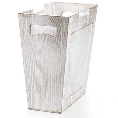 TOPZEA Wood Trash Can, Rectangular Rustic Wooden Waste Basket Farmhouse Wastebasket Bin with Handle Small Narrow Garbage Can Trash Bin for Near Desk, Bedroom, Office, Bathroom, Living Room Decor