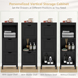 Tangkula Black Small Bathroom Storage Cabinet with 2 Removable Drawers Tangkula