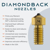 Diamondback Nozzles – AnkerMake M5 and M5C Compatible – Polycrystalline Solid Diamond Tip 3D Printer Nozzles, Improved Extrusion, Any Filament, Long Life, Wear Resistant, USA Made (0.4mm) US Synthetic