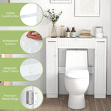 Giantex Over The Toilet Storage Cabinet with 2 Doors and Adjustable Shelves, Space-Saving Rack Bathroom Shelf with Paper Holder, Freestanding Bathroom Storage Over The Toilet for Small Space, White Giantex