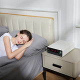 QINGENO Smart Gun Safe with Security Cable - Biometric Pistol Safe for 2 Handgun 3 Ways Quick Access with Fingerprint/Keypad/Key, for Nightstand Bedside Home with LCD and Voice Guide (White) QINGENO