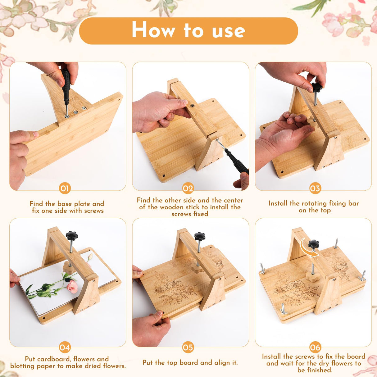 NIUGRECF 1Set Large Wooden Flower Press Kit - Even Pressure Flowers Pressed DIY Arts Set for Making Dried Flower/Plant（11in*7in） NIUGRECF